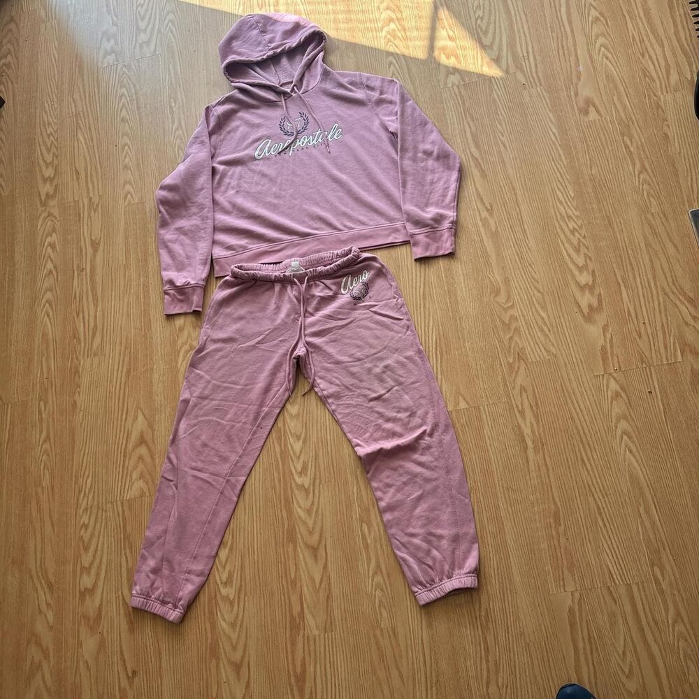 Aeropostale Women's Pink Jumpsuit XL hoodie and Medium pants pre owned **FLAW